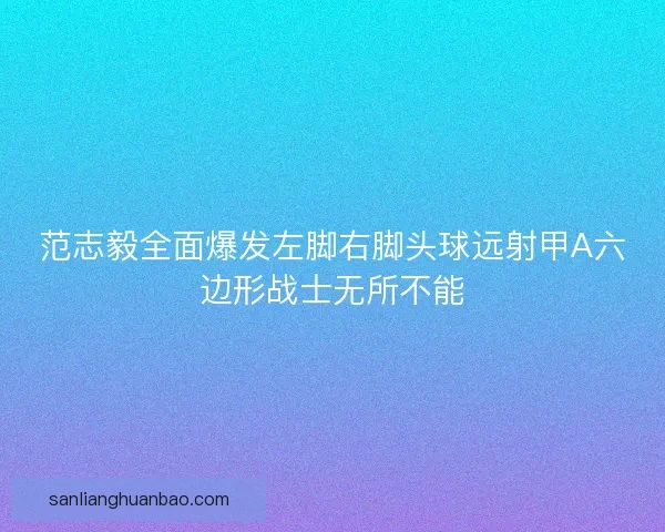 范志毅全面爆发左脚右脚头球远射甲A六边形战士无所不能