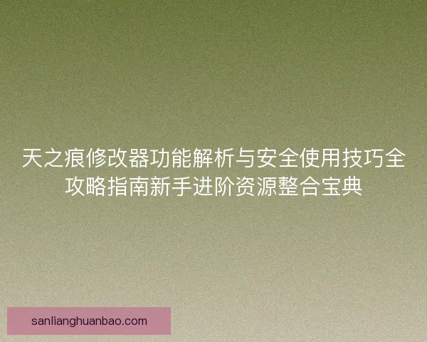 天之痕修改器功能解析与安全使用技巧全攻略指南新手进阶资源整合宝典