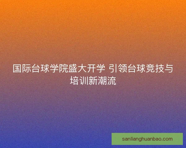 国际台球学院盛大开学 引领台球竞技与培训新潮流